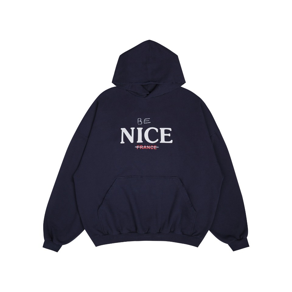 [SYTM] 발렌시아가 BE NICE 레터링 네이비 후드