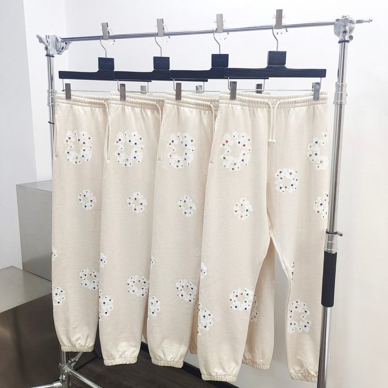 [A팔] 데님 티어스 X 라인스톤 리스 크림 화이트 트랙 팬츠