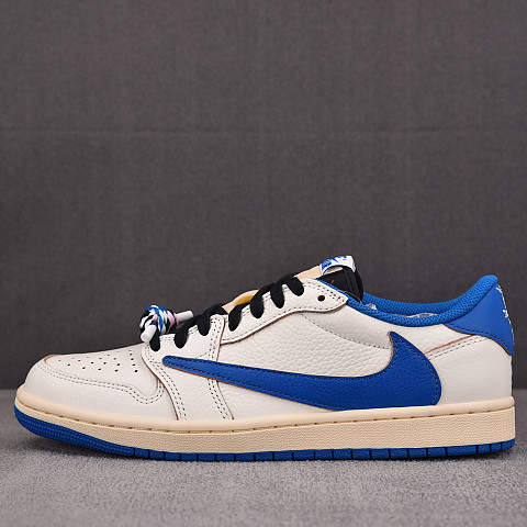 [LJR공장] 에어 조던1 로우 X 프라그먼트 X 트래비스 스캇 OG SP 세일 무슬린 밀리터리 블루 DM7866-104