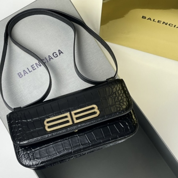 [GB] 발렌시아가 가십 크로커다일 이펙트 블랙 스몰 숄더백