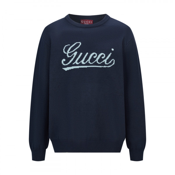 [잔디집] 구찌 로고 인타르시아 블루 울 니트 스웨터