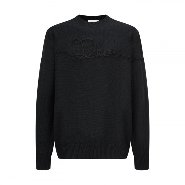 [잔디집] 디올 로고 리본 블랙 울 니트 스웨터