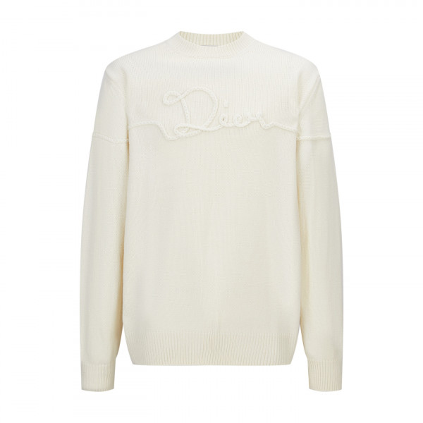 [잔디집] 디올 로고 리본 에크루 울 니트 스웨터