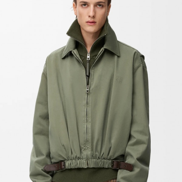 [잔디집] 로에베 그린 벨트 블루종 자켓