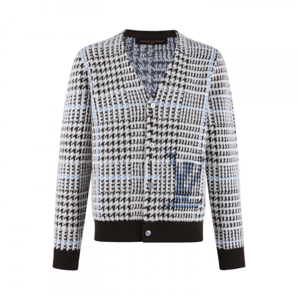 [잔디집] 루이비통 텍스처 플래드 라이트 그레이 가디건