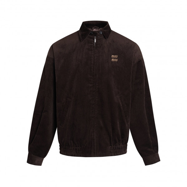 [잔디집] 미우미우 코듀로이 브라운 블루종 자켓