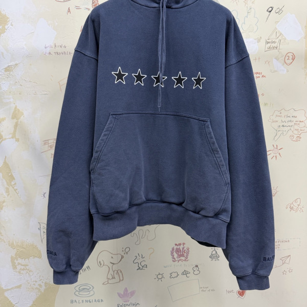 [A발렌샤] 발렌시아가 스타 그래픽 워시드 네이비 후드