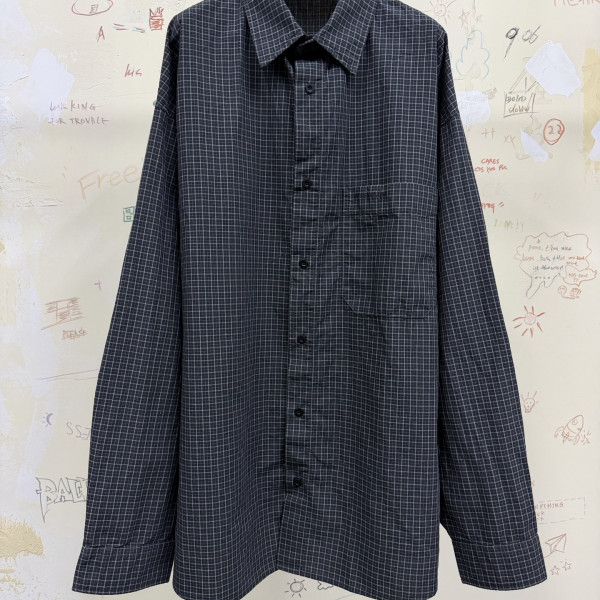 [A발렌샤] 발렌시아가 체크 로고 그레이 셔츠