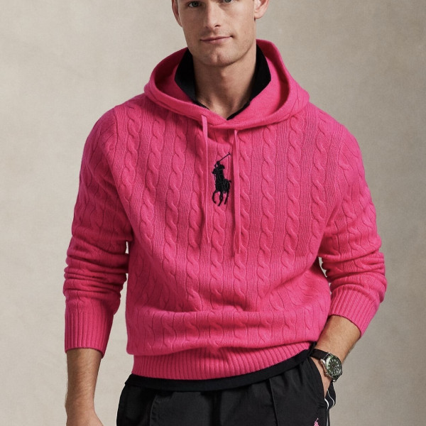 [잔디집] 폴로 랄프로렌 케이블 핑크 니트 후드