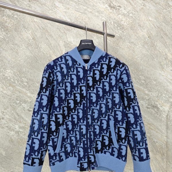 [GTR공장] 디올 오블리크 패턴 블루 울 니트 블루종 자켓