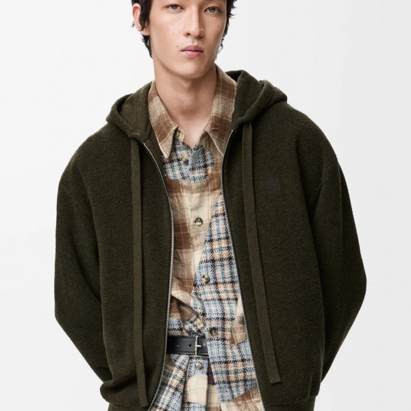 [GTR공장] 로에베 아나그램 로고 올리브 그린 울 후드집업