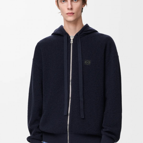 [GTR공장] 로에베 아나그램 로고 네이비 울 후드집업