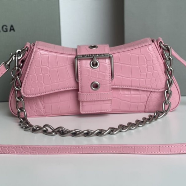 [GB] 발렌시아가 린제이 크로커다일 이펙트 스위트 핑크 스몰 숄더백