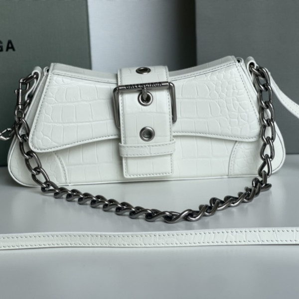 [GB] 발렌시아가 린제이 크로커다일 이펙트 화이트 스몰 숄더백