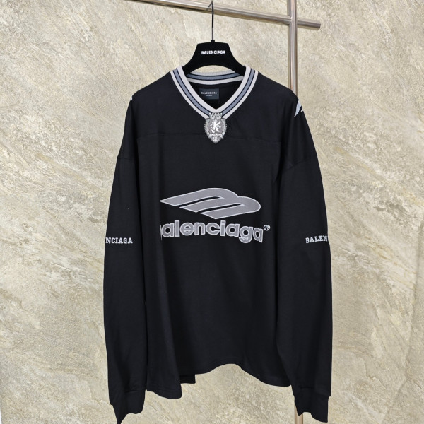 [GTR공장] 발렌시아가 3B 풋볼 V넥 블랙 롱 슬리브