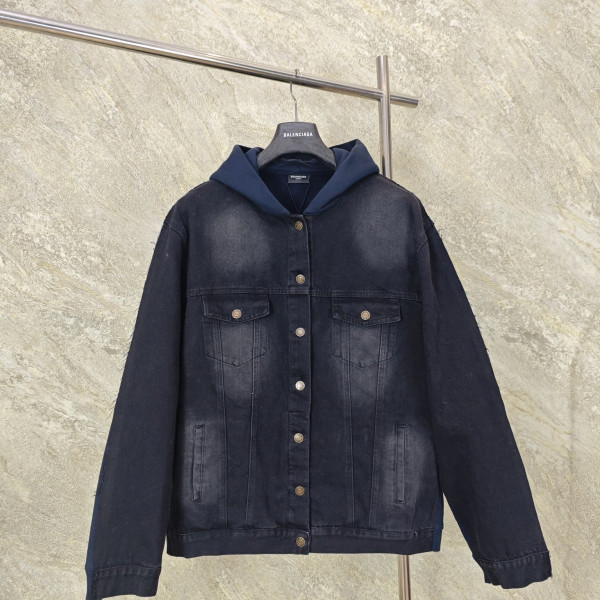 [GTR공장] 발렌시아가 로고 레이어드 블랙 트러커 자켓