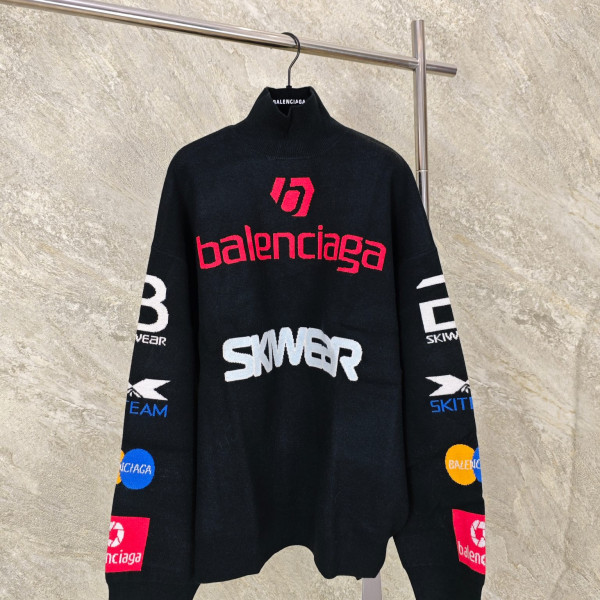 [GTR공장] 발렌시아가 스폰서 스키 터틀넥 블랙 니트 스웨터