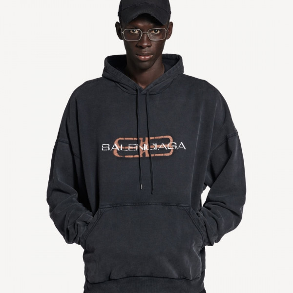 [계단] 발렌시아가 BB아이콘 스텐실 블랙 후드