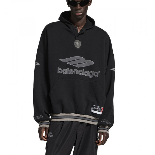 [계단] 발렌시아가 3B 풋볼 블랙 폴로 후드