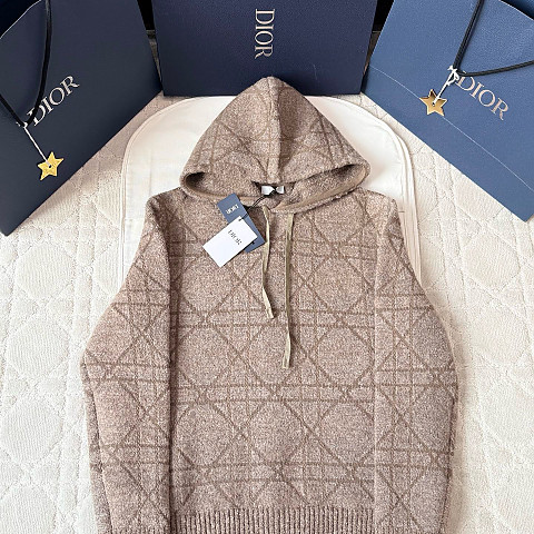 디올 까나쥬 블렌드 베이지 울 니트 후드