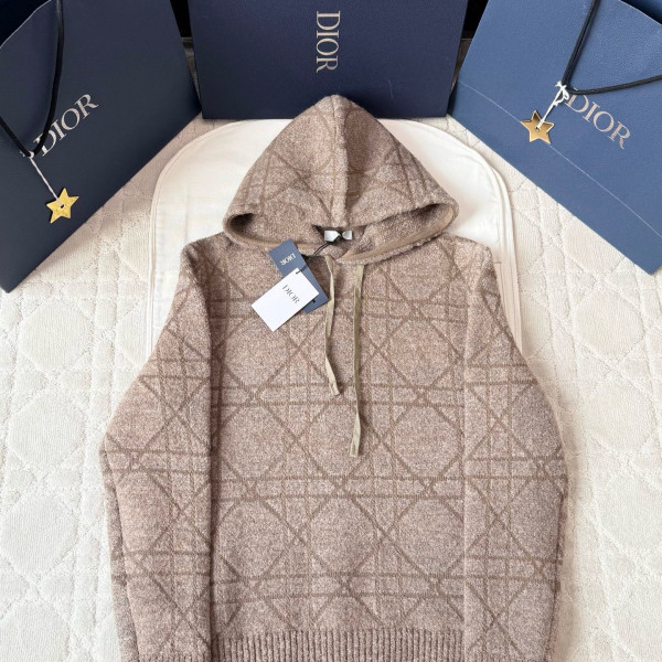 디올 까나쥬 블렌드 베이지 울 니트 후드