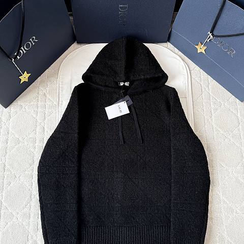 디올 까나쥬 블렌드 블랙 울 니트 후드