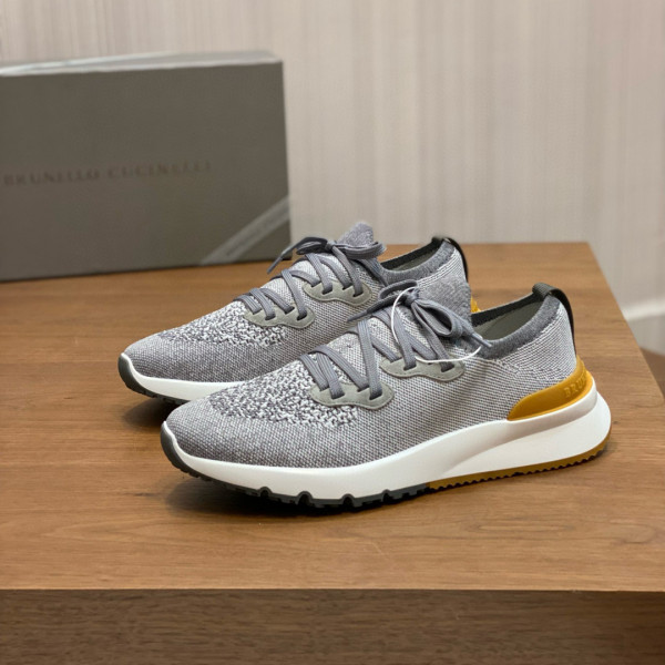 브루넬로 쿠치넬리 니트 스페클 그레이 스니커즈