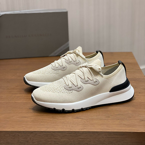 브루넬로 쿠치넬리 니트 스페클 파나마 스니커즈