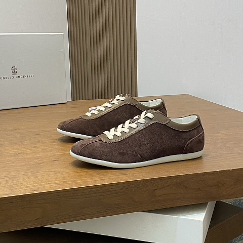 브루넬로 쿠치넬리 스웨이드 코코아 브라운 스니커즈