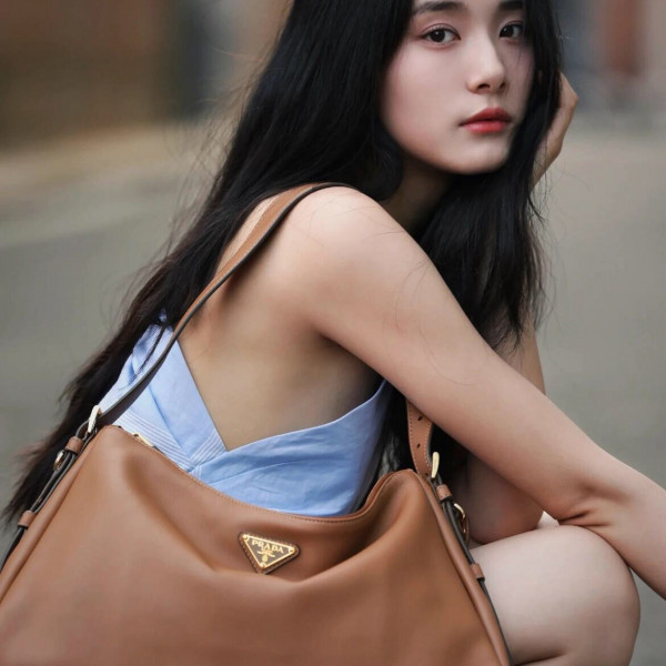 [블랙프레임] 프라다 에메 라지 카라멜 레더 숄더백