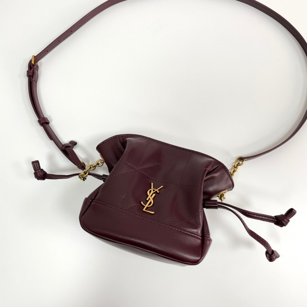 [블랙프레임] 생로랑 제이미 램스킨 버건디 파우치 숄더백 859174