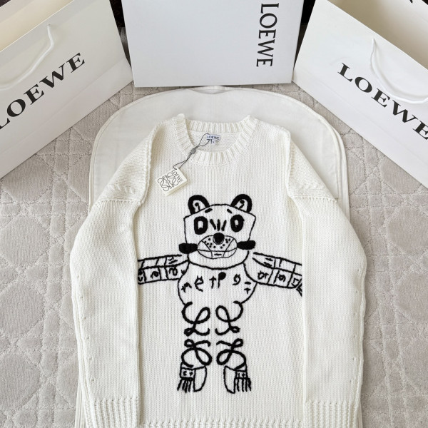 로에베 캣 아나그램 화이트 울 니트 스웨터