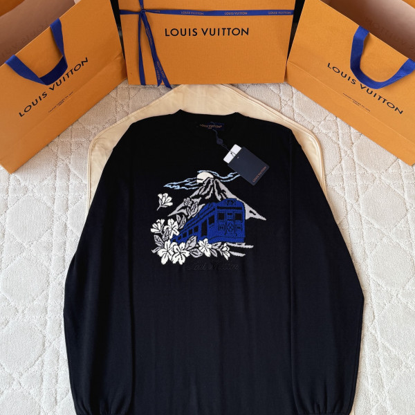 루이비통 그래픽 블랙 니트 스웨터