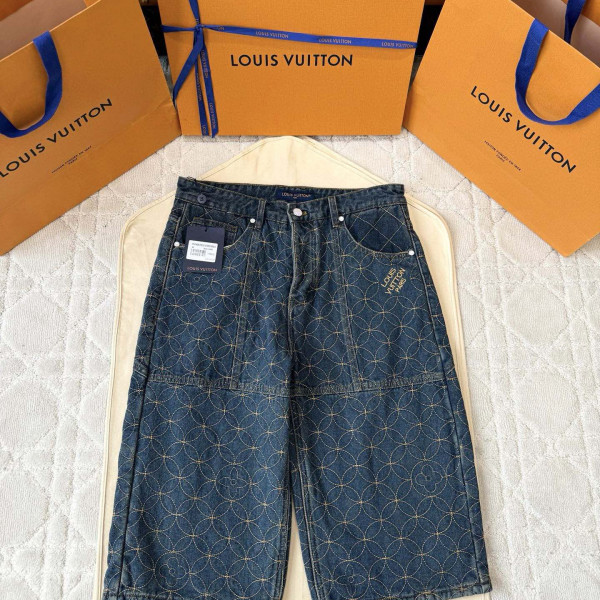 루이비통 엠브로이더 블루 데님 반바지