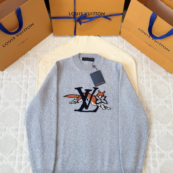 루이비통 청키 LV 그레이 캐시미어 울 니트 스웨터