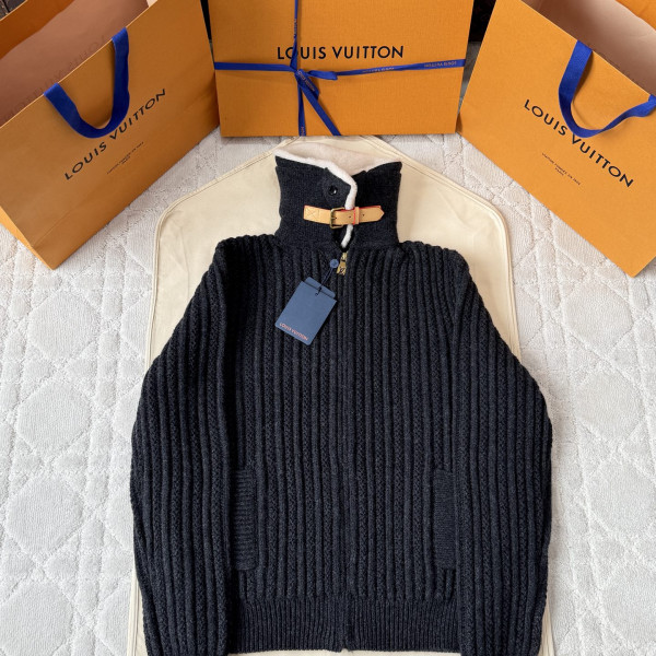 루이비통 캐시미어 블랙 울 블루종 자켓