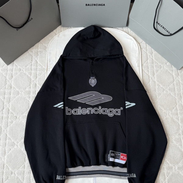 발렌시아가 3B 풋볼 앤트러사이트 블랙 후드