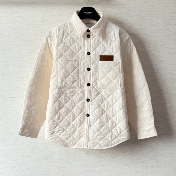 보테가 베네타 퀄팅 코튼 미드나잇 솔트 오버 셔츠