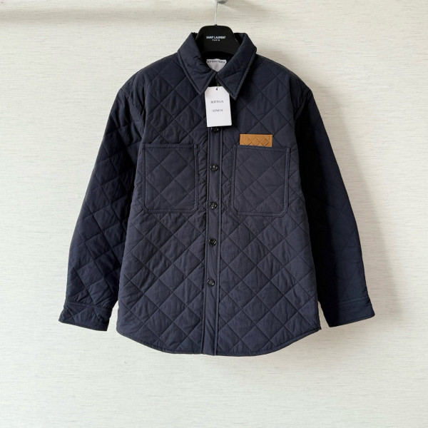 보테가 베네타 퀄팅 코튼 미드나잇 블루 오버 셔츠