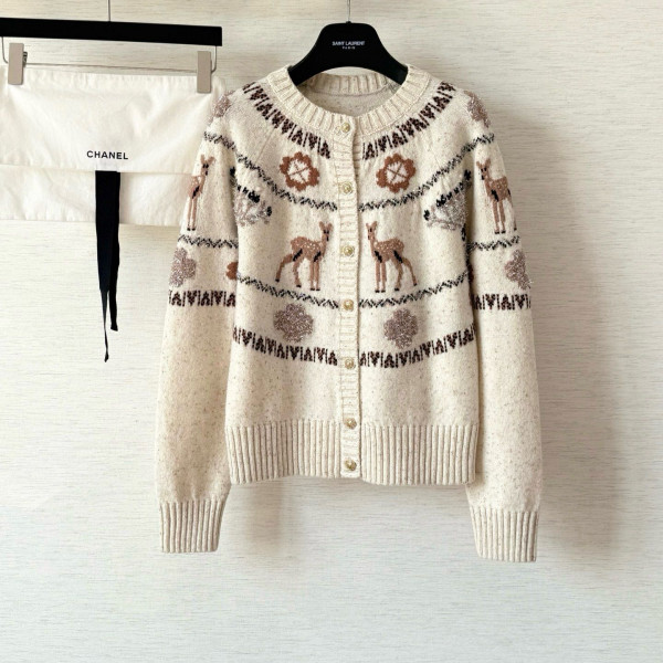샤넬 에크루 멀티 캐시미어 가디건