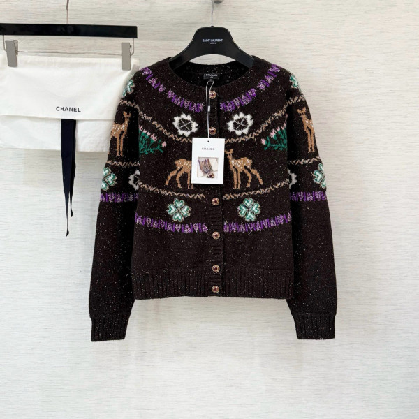 샤넬 브라운 멀티 캐시미어 가디건