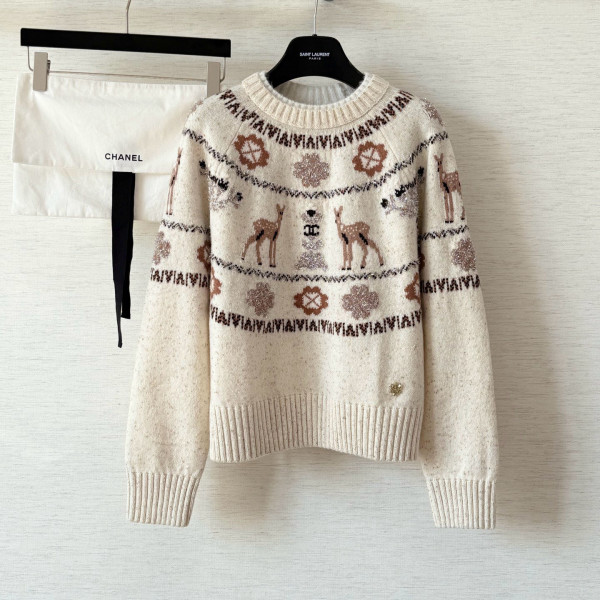 샤넬 에크루 멀티 캐시미어 니트 스웨터