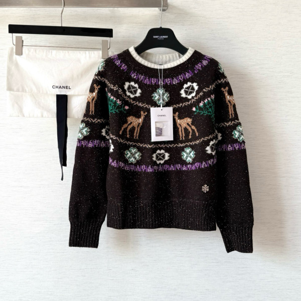 샤넬 브라운 멀티 캐시미어 니트 스웨터