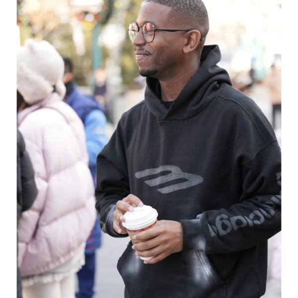 [계단] 발렌시아가 3B 스포츠 스텐실 블랙 후드