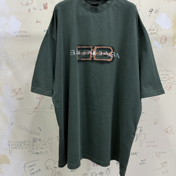 [A발렌샤] 발렌시아가 BB 스텐실 페이드 그린 티셔츠