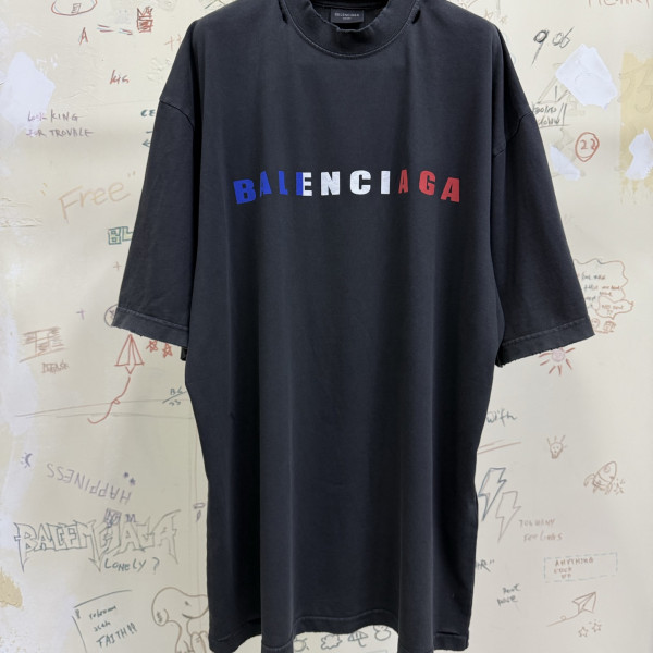 [A발렌샤] 발렌시아가 인터내셔널 로고 블랙 티셔츠