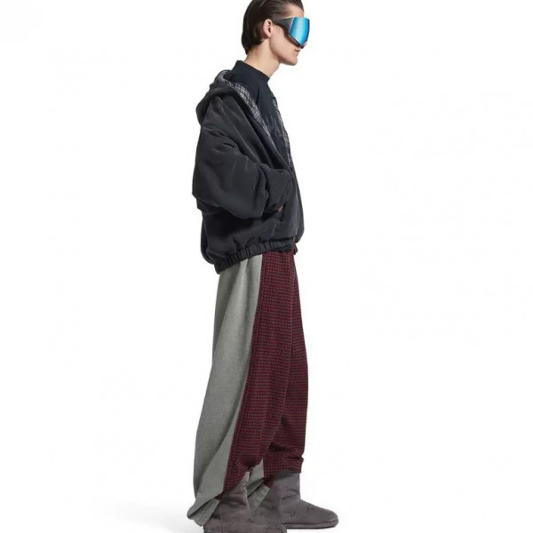 [A발렌샤] 발렌시아가 하이브리드 체크 레드 그레이 팬츠