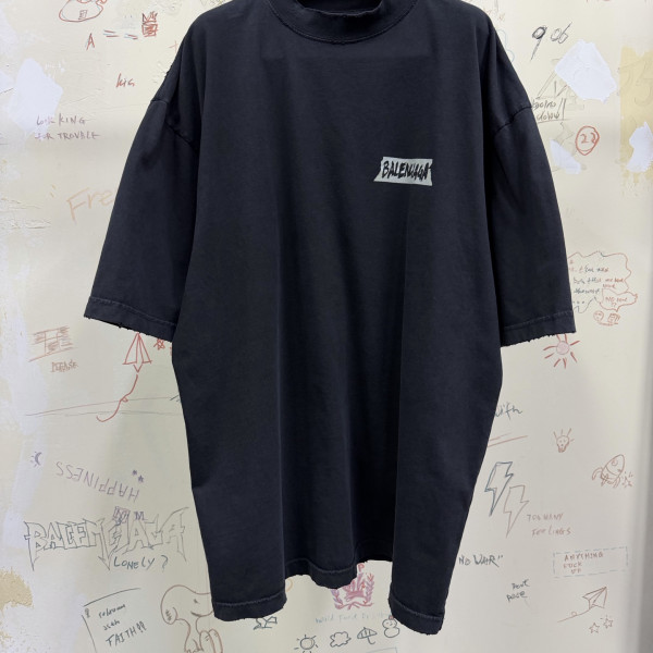 [A발렌샤] 발렌시아가 마스킹 테이프 블랙 티셔츠