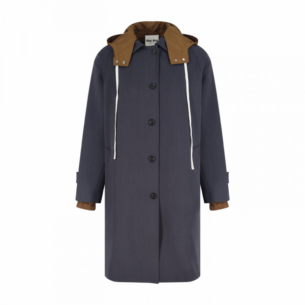 [잔디집] 미우미우 브레스티드 키드 모헤어 테크니컬 퐁제 롱 코트 여성복