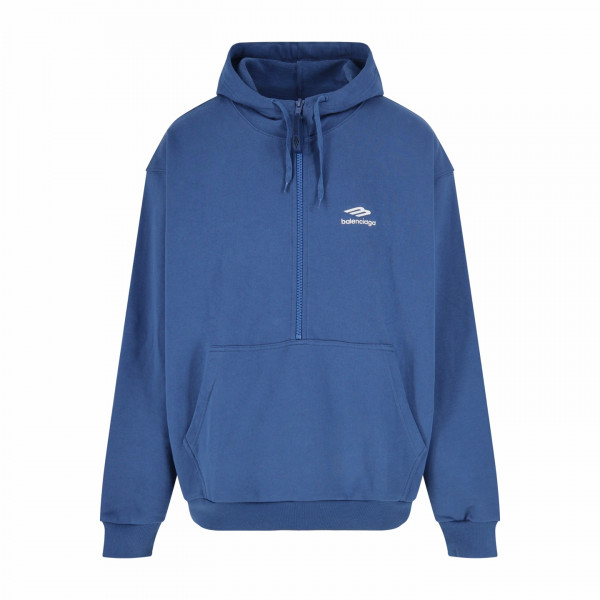 [잔디집] 발렌시아가 3B 스포츠 아이콘 마린블루 하프 집업 후드